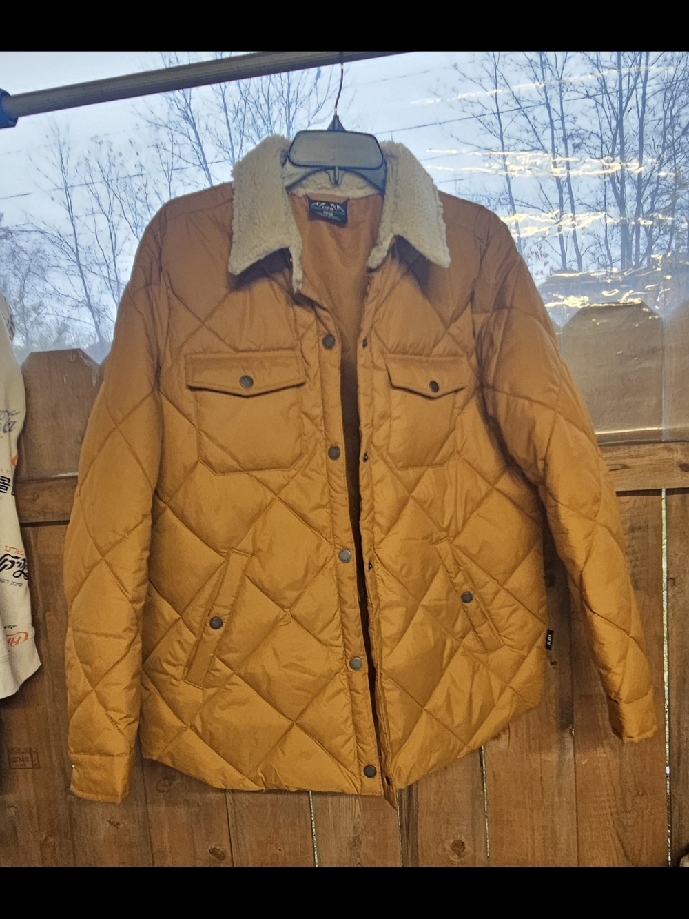 Quilted Sherpa-Collar Puffer Jacket - Mustard